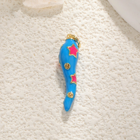 Wholesale Jewelry Copper Goldplated Oildropping Chili Pendant Necklace