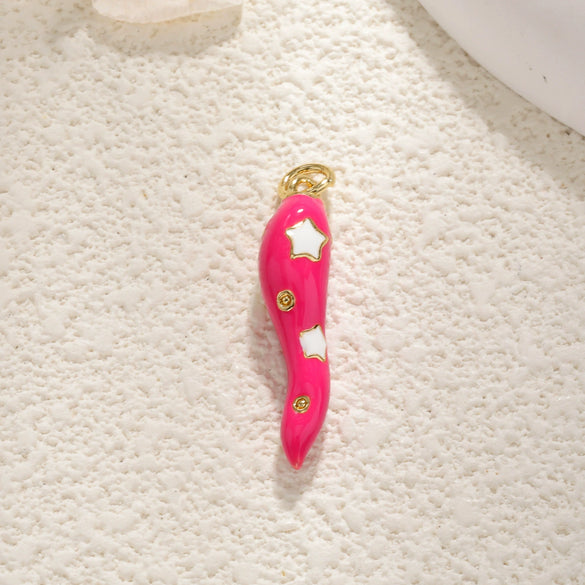 Wholesale Jewelry Copper Goldplated Oildropping Chili Pendant Necklace
