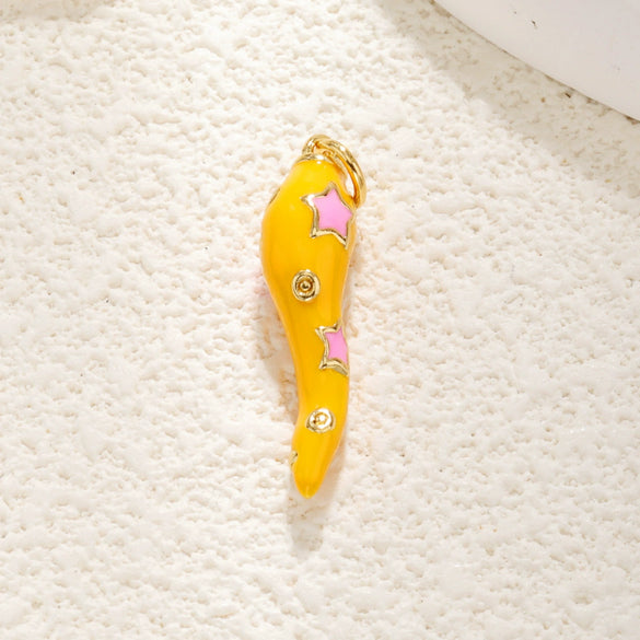 Wholesale Jewelry Copper Goldplated Oildropping Chili Pendant Necklace