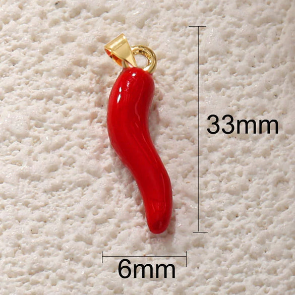 Wholesale Jewelry Copper Goldplated Oildropping Chili Pendant Necklace