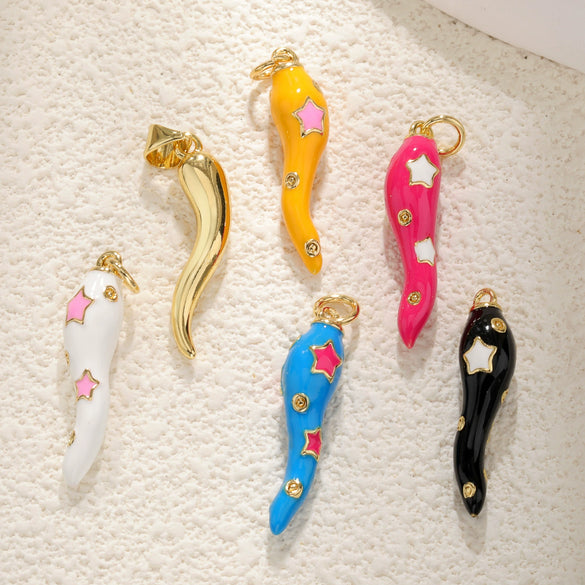 Wholesale Jewelry Copper Goldplated Oildropping Chili Pendant Necklace