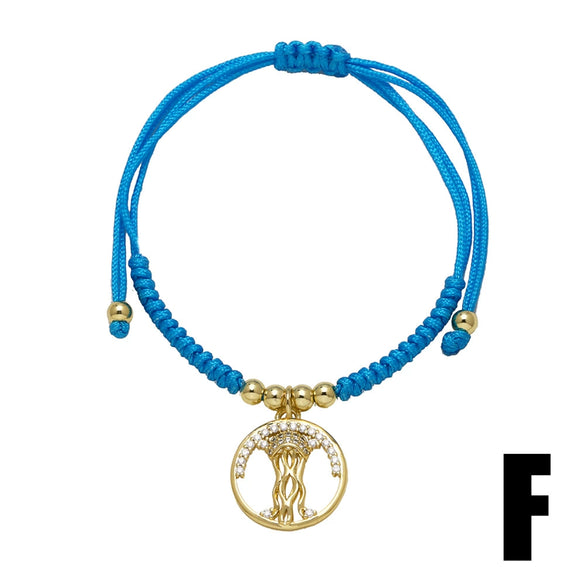 Wholesale Jewelry Copper Goldplated Starfish Turtle Pendant Braided Bracelet Simple Style Electroplating