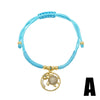 Wholesale Jewelry Copper Goldplated Starfish Turtle Pendant Braided Bracelet Simple Style Electroplating