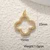 Wholesale Jewelry Copper Goldplated Sweet Style Flower Fourleaf Clover Pendant With Zircon Inlaid And Colorpreserving Abalone Shell Diy Jewelry Accessories Double Hole
