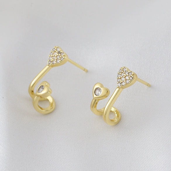 Wholesale Jewelry Copper Goldplated Ushaped Heartshaped Earrings For Women