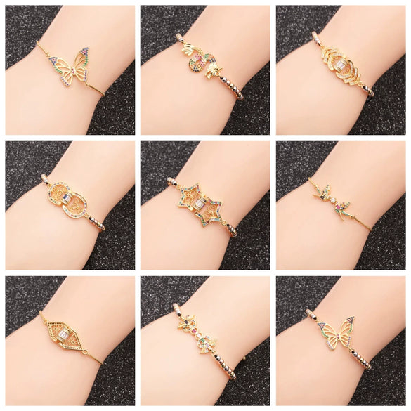Wholesale Jewelry Copper Handmade Microinlaid Zircon Turtle Adjustable Unisex Bracelet