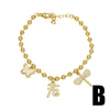 Wholesale Jewelry Copper Heart Butterfly Dragonfly Pendant Beaded Bracelet Electroplated