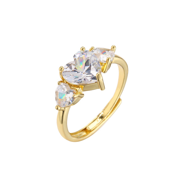 Wholesale Jewelry Copper Heart Microinlaid Zircon Electroplated Ladies Ring