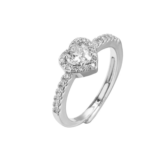 Wholesale Jewelry Copper Heart Microinlaid Zircon Electroplated Ladies Ring