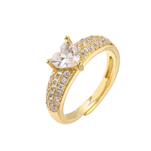 Wholesale Jewelry Copper Heart Microinlaid Zircon Electroplated Ladies Ring