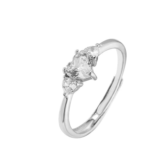 Wholesale Jewelry Copper Heart Microinlaid Zircon Electroplated Ladies Ring