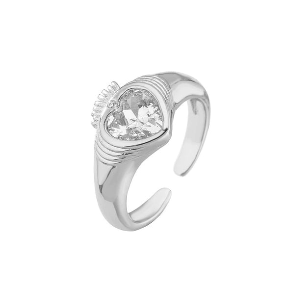 Wholesale Jewelry Copper Heart Microinlaid Zircon Electroplated Ladies Ring