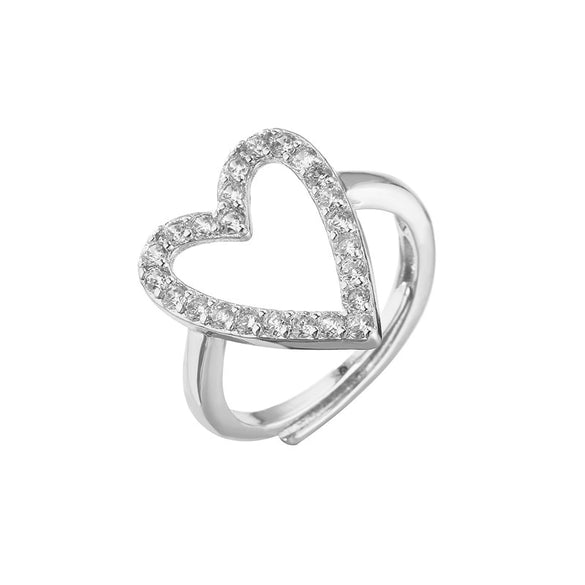 Wholesale Jewelry Copper Heart Microinlaid Zircon Electroplated Ladies Ring