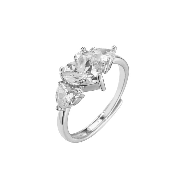 Wholesale Jewelry Copper Heart Microinlaid Zircon Electroplated Ladies Ring