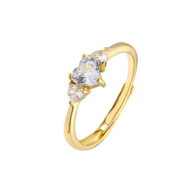 Wholesale Jewelry Copper Heart Microinlaid Zircon Electroplated Ladies Ring