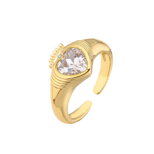Wholesale Jewelry Copper Heart Microinlaid Zircon Electroplated Ladies Ring