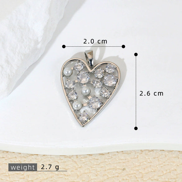 Wholesale Jewelry Copper Heart Microinlay Goldplated Love Necklace Pendant And Earrings