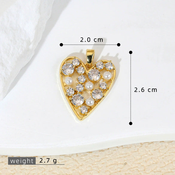 Wholesale Jewelry Copper Heart Microinlay Goldplated Love Necklace Pendant And Earrings