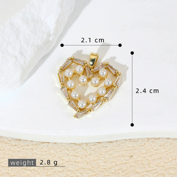 Wholesale Jewelry Copper Heart Microinlay Goldplated Love Necklace Pendant And Earrings