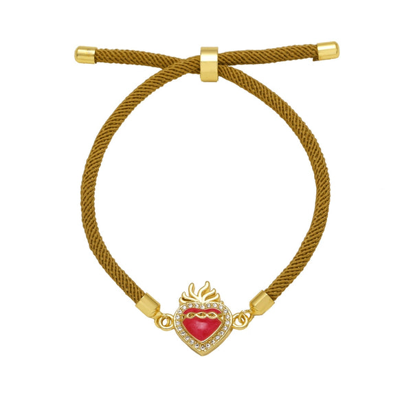 Wholesale Jewelry Copper Heart Pendant Bracelet Electroplated