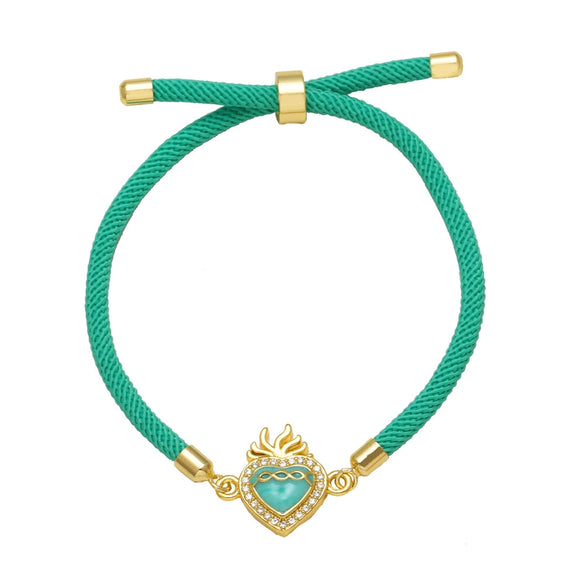 Wholesale Jewelry Copper Heart Pendant Bracelet Electroplated