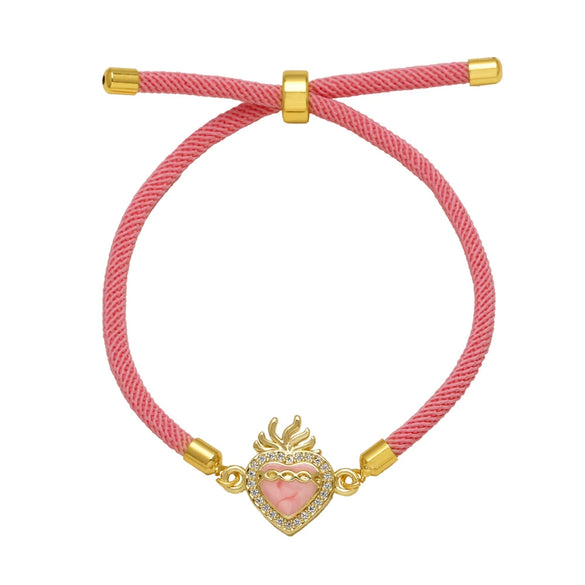 Wholesale Jewelry Copper Heart Pendant Bracelet Electroplated