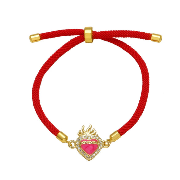 Wholesale Jewelry Copper Heart Pendant Bracelet Electroplated