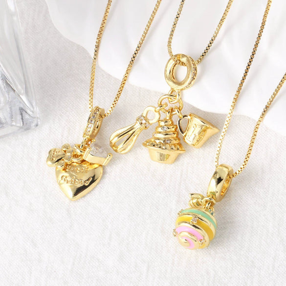 Wholesale Jewelry Copper Heart Pendant Necklace Electroplating Minimalist Style