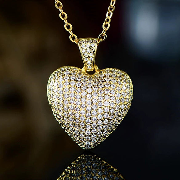 Wholesale Jewelry Copper Heart Pendant Necklace Mixed Gem Inlay Set With Precious Stones