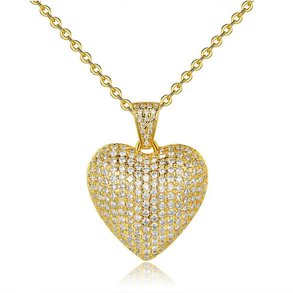 Wholesale Jewelry Copper Heart Pendant Necklace Mixed Gem Inlay Set With Precious Stones