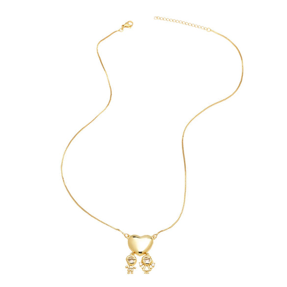 Wholesale Jewelry Copper Heart Pendant Necklace With Box Chain Electroplating
