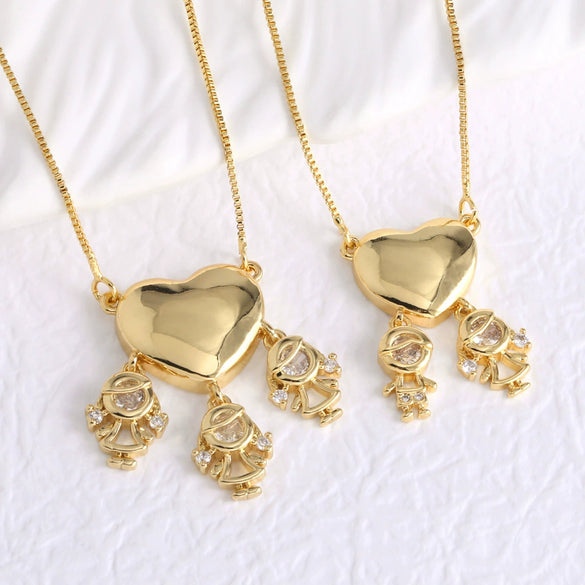 Wholesale Jewelry Copper Heart Pendant Necklace With Box Chain Electroplating