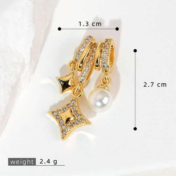 Wholesale Jewelry Copper Heart Rhombus Geometric Electroplated Tassel Pendant Necklace