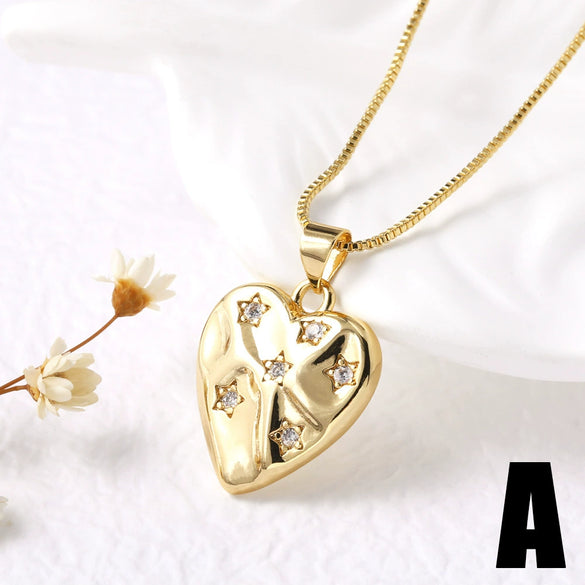 Wholesale Jewelry Copper Heart Shape Box Chain Necklace With Electroplating