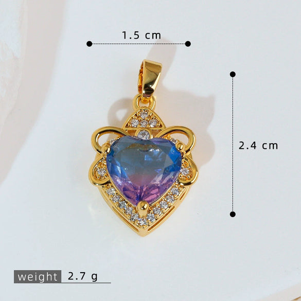 Wholesale Jewelry Copper Heart Shape Electroplating Love Zircon Single Pendant Necklace And Earrings For Women