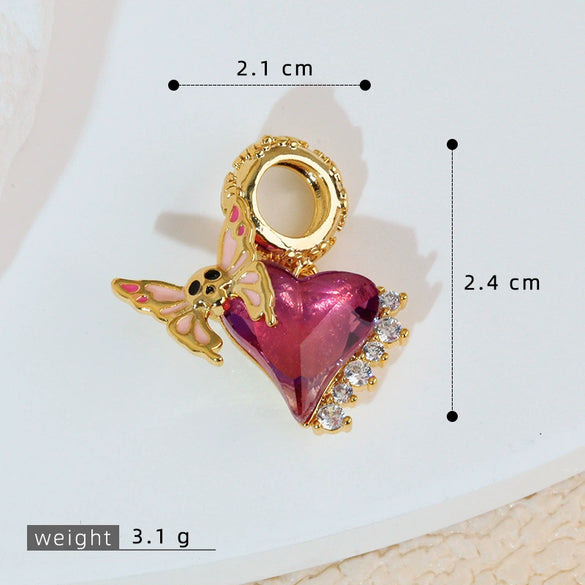 Wholesale Jewelry Copper Heart Shape Electroplating Love Zircon Single Pendant Necklace And Earrings For Women