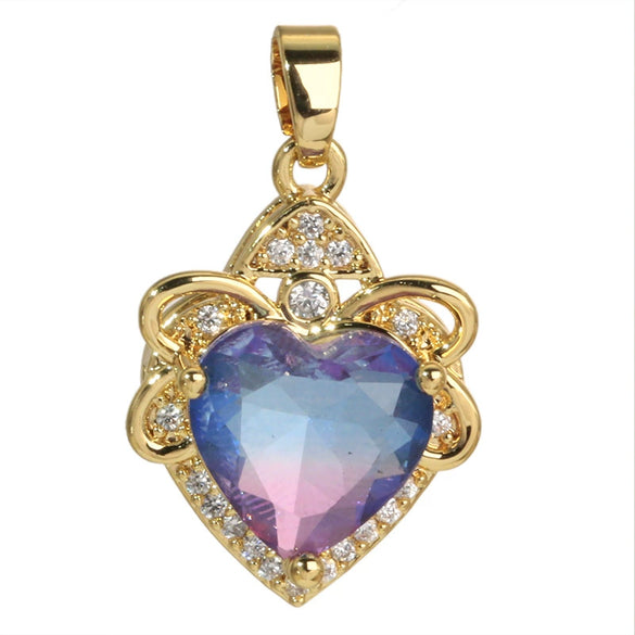 Wholesale Jewelry Copper Heart Shape Electroplating Love Zircon Single Pendant Necklace And Earrings For Women