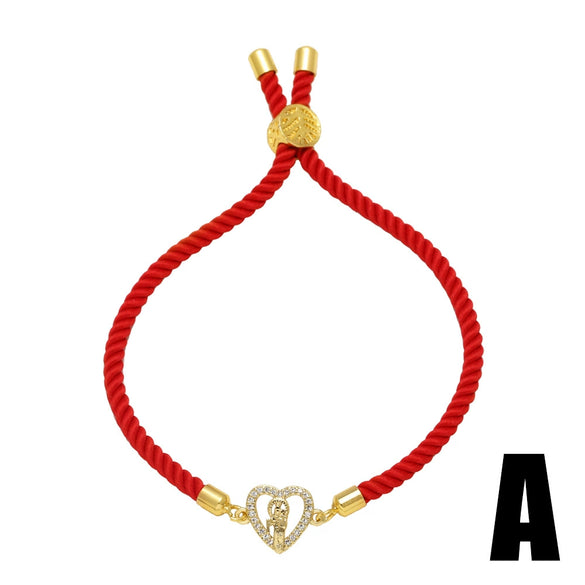 Wholesale Jewelry Copper Heart Shape Pendant Bracelet With Electroplating