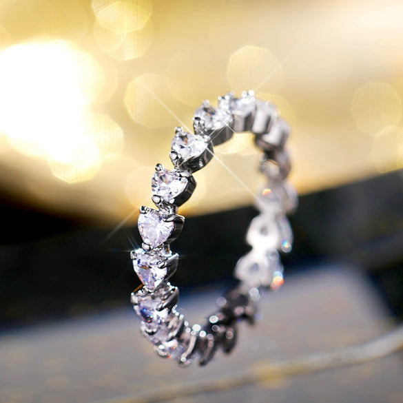 Wholesale Jewelry Copper Heart Shaped Zircon Ring Women's