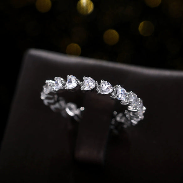 Wholesale Jewelry Copper Heart Shaped Zircon Ring Women's