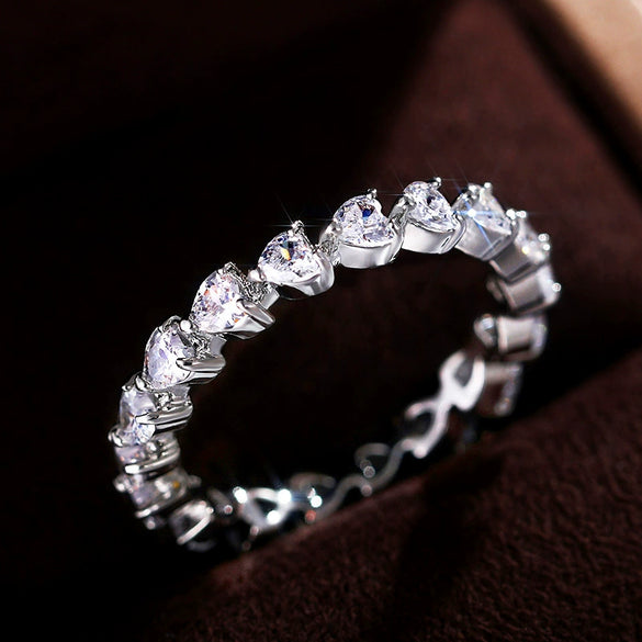 Wholesale Jewelry Copper Heart Shaped Zircon Ring Women's