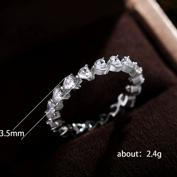 Wholesale Jewelry Copper Heart Shaped Zircon Ring Women's