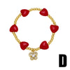 Wholesale Jewelry Copper Heart Star Fruit Pendant Beaded Bracelet Electroplated
