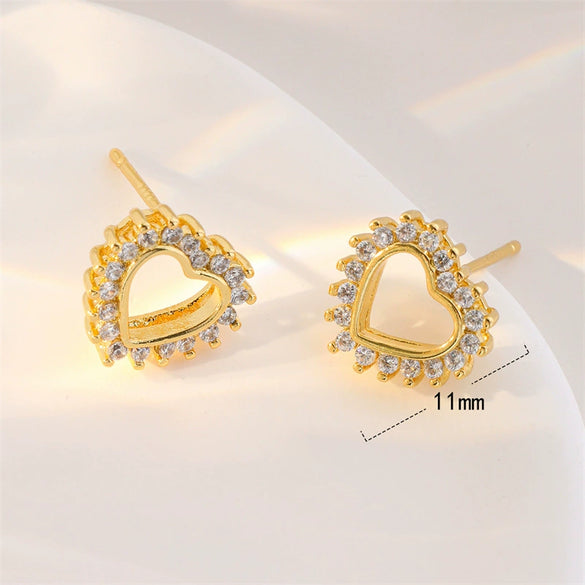 Wholesale Jewelry Copper Heartshaped Geometric Polish Earrings For Women