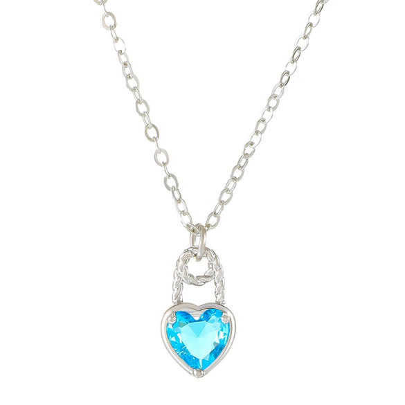 Wholesale Jewelry Copper Heartshaped Love Lock Zirconia Pendant Necklace For Women