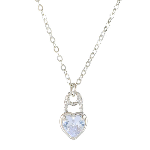Wholesale Jewelry Copper Heartshaped Love Lock Zirconia Pendant Necklace For Women