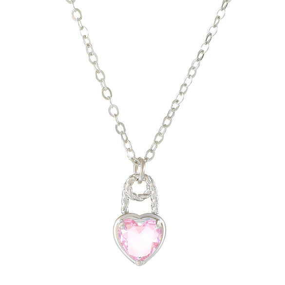 Wholesale Jewelry Copper Heartshaped Love Lock Zirconia Pendant Necklace For Women
