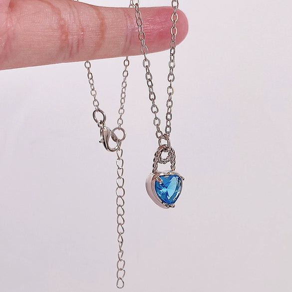 Wholesale Jewelry Copper Heartshaped Love Lock Zirconia Pendant Necklace For Women