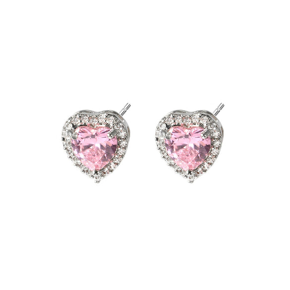 Wholesale Jewelry Copper Heartshaped Micro Inlaid Zircon Earrings 18K Plated