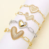 Wholesale Jewelry Copper Heartshaped Pendant Bracelet Plated Real Gold Electroplating Style